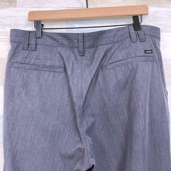 IZOD Golf Flat Front Woven Pants Gray 4 Pocket Lightweight Casual Mens 36 - Picture 5 of 7